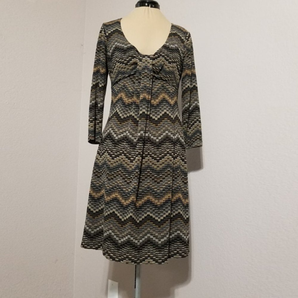 Connected Apparel Women Geometric Pattern Dress, Size S